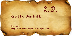 Králik Dominik névjegykártya
